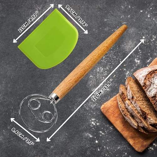 Danish Dough Whisk with Dough Scraper – Sourdough Mixing Tool