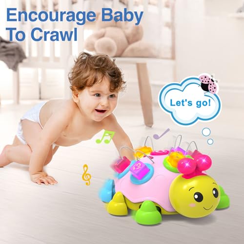 Pink Baby Musical Ladybug Crawling Toy for Infants 6-18 Months – Educational & Interactive Baby Gift