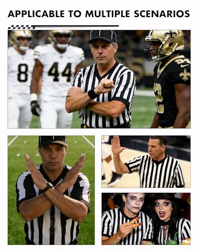 Men's V-Neck Referee Shirt - Black & White, Large