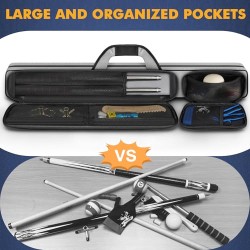 Sturdy Pool Cue Case 2x2 with 2 Pockets - Blizzard Grey/Black