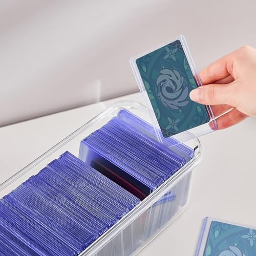 DEEIF 2 Pack Trading Card Storage Box for Toploaders with Dividers - Clear Acrylic Organizer for Sports & Gaming Cards