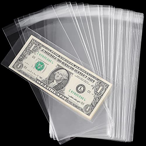 100 Pockets Money Sleeves for Collectibles - 6.9x2.9 Inch