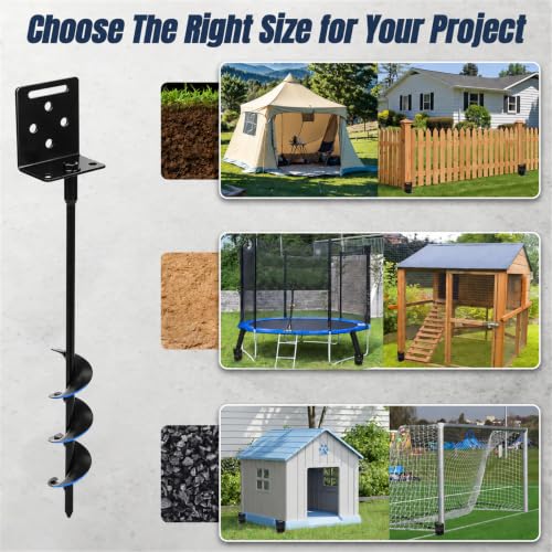 WAIWL Ground Anchors Screw in Shed Anchor 4 Pack with L Bracket - Side Head