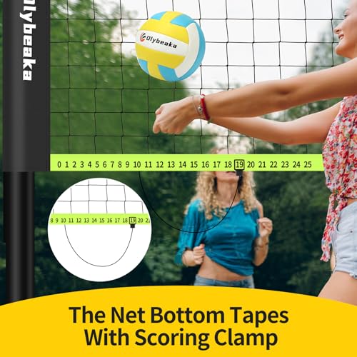 32FT Portable Volleyball Net Set with Adjustable Poles - Black & Green