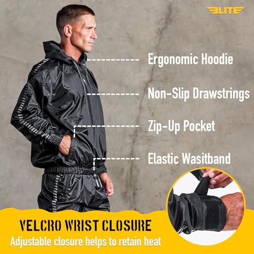 Sauna Suit for Weight Loss - Full Body Workout Hoodie - Large Black