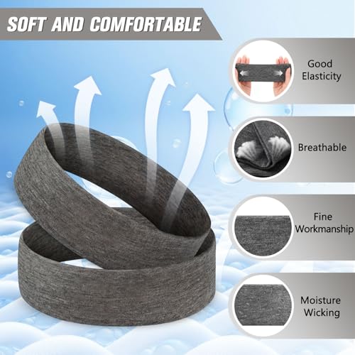 12 Pack Elastic Sport Headbands for Women - Dark Gray Sweatbands