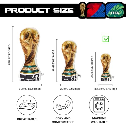 FIFA World Cup 2026 Trophy Throw Pillow - 36.8 cm Soccer Plush Cushion