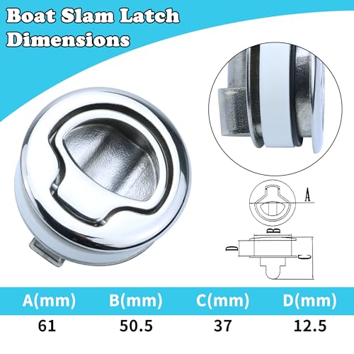 Pvrud Marine Grade 316 Stainless Steel Boat Slam Latch Non-Lock 2-Inch Deck Hatch Handle