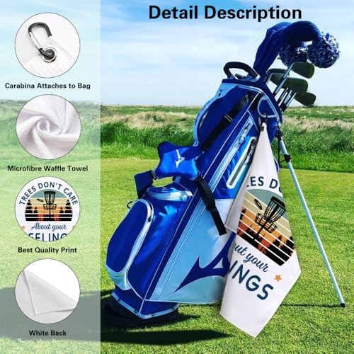 Disc Golf Towel - Microfiber Waffle Design, 23.5"x15.5" - White-Blue-Orange