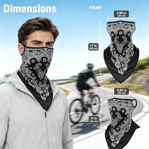 Balaclava Ski Mask - Quick-Dry Neck Gaiter, Large Paisley-Black