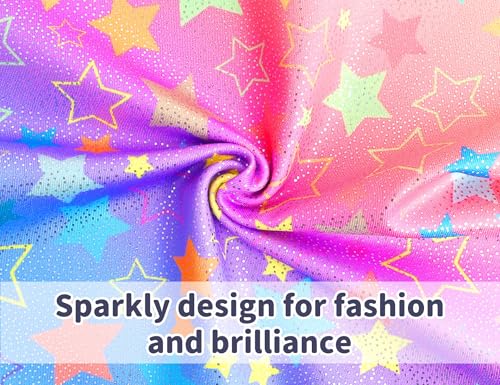 Sleeveless Sparkly Gymnastics Leotards for Girls - 4-5T Rainbow Stars & Rose Red