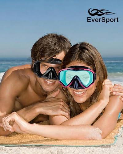 EverSport Adult Swim Goggles Black & Black Pink Anti-Fog Wide View