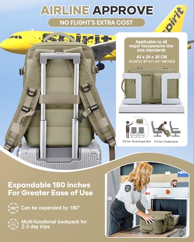 VGCUB Travel Backpack with Vacuum Seal Compression Bags - Khaki