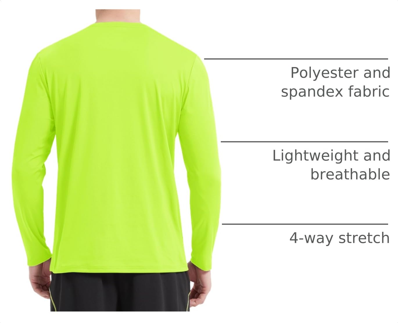 MAGCOMSEN UV Shirts for Men Long Sleeve Summer UPF 50+ Shirts Sun Blocking Outdoor Shirts Moisture Wicking SPF T Shirts Fluorescent Green 2XL