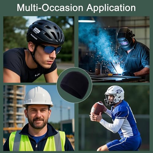 Cooling Skull Caps for Men - 10 Pcs Sweat Wicking Beanie - Black