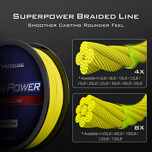 Superpower Braided Fishing Line - 8LB Yellow, 150 Yards