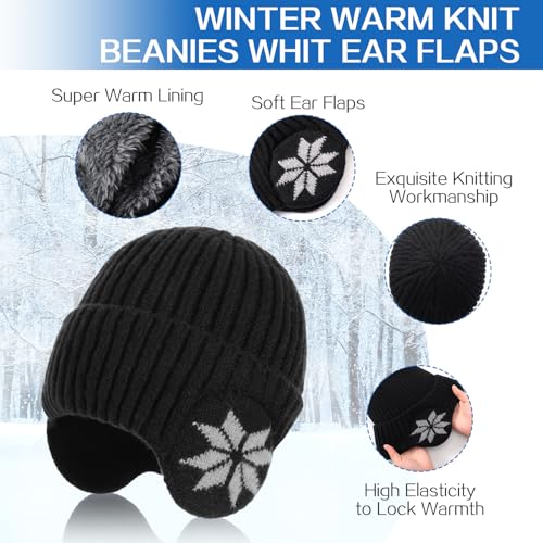 Men's Winter Beanie Hat and Scarf Set - Fleece Earflap Beanie