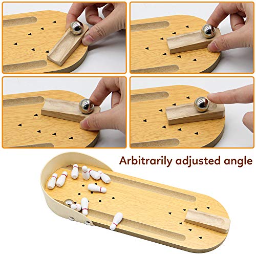 Mini Wooden Desktop Bowling Game Toy for Kids - Fun Classic Desk Game