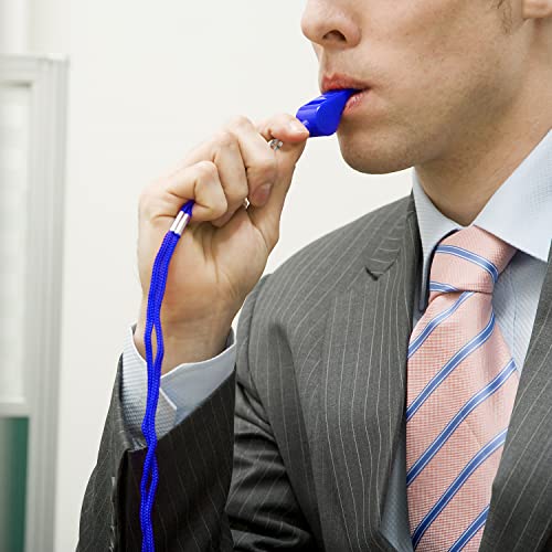 2-Pack Blue Sports Whistles with Lanyard - Loud ABS Plastic