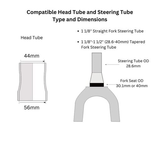 Juscycling 44/56mm Bike Headset, ZS44 / ZS56 (Zero Stack), with Sealed Bearings for Straight and Tapered Fork Steering Tube (Black)