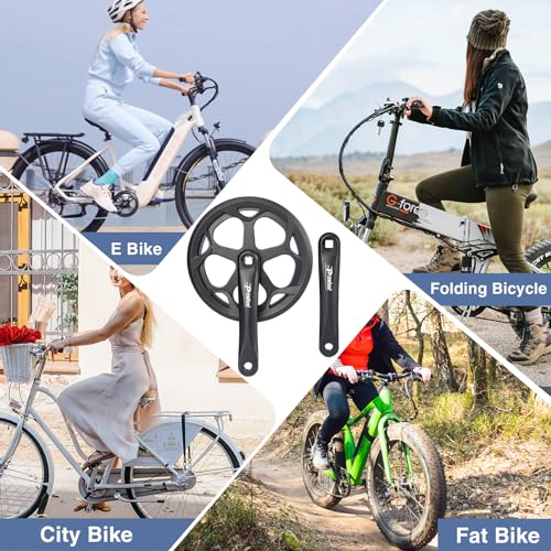 WEEROCK 48T 170mm Aluminium Alloy Crankset with Steel 46/48/52T Chainring & Double Chain Cover for E-Bikes Folding Bicycles