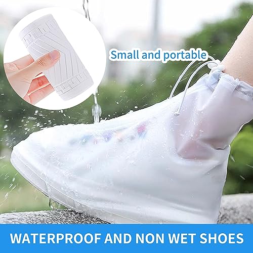 Waterproof Rain Shoe Covers for Men & Women - White X-Large
