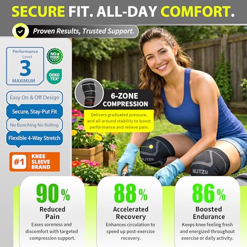 Knee Compression Sleeve Support Wrap for Pain Relief - Black / Small (1 Pair)