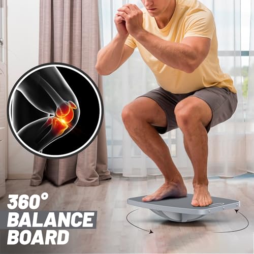 Advanced Wood Balance Board with 360° Rotation - Gray