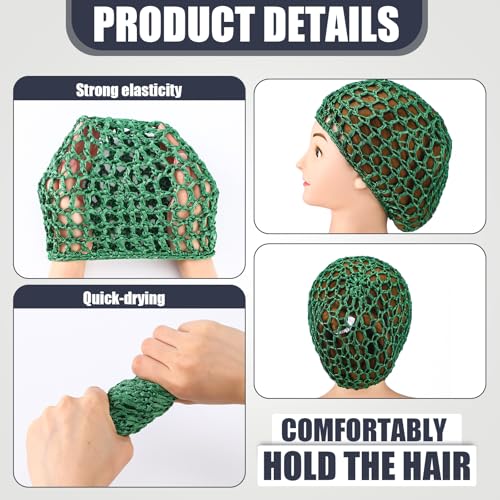 Mesh Crochet Hair Nets Set - 4 Pcs in Black, Green, Pink, Beige