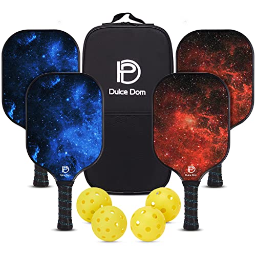 Pickleball Paddles Set of 4 - USAPA Approved, Fiberglass/Graphite, Blue & Red