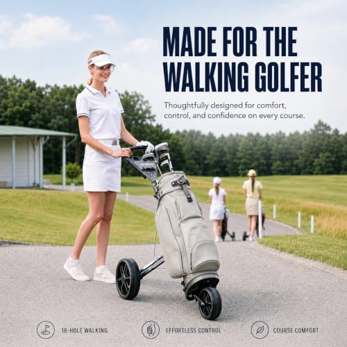 3-Wheel Golf Push Cart with 360° Phone Holder - Black