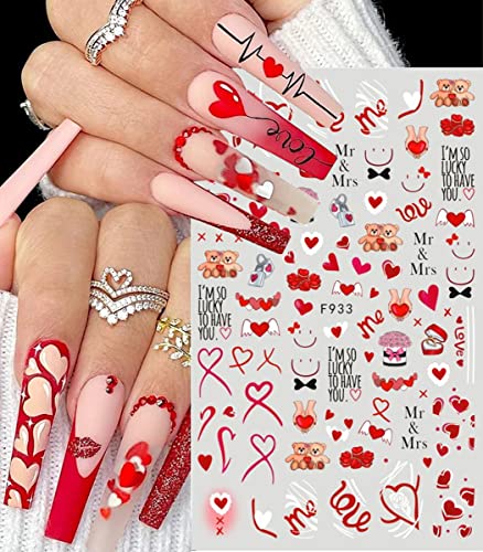 8 Sheets Valentine's Day Nail Art Stickers - Colorful Designs