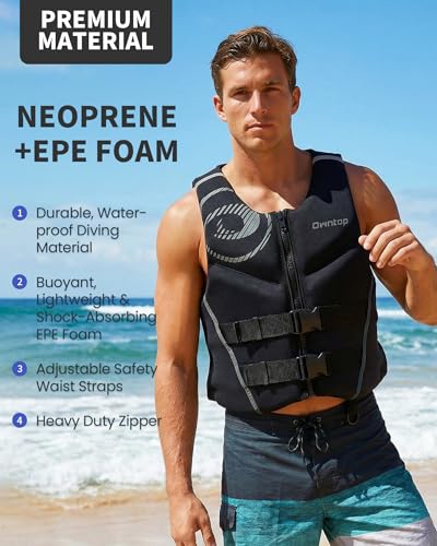 Neoprene Swim Vest for Adults - Grey, Large | Breathable & Adjustable