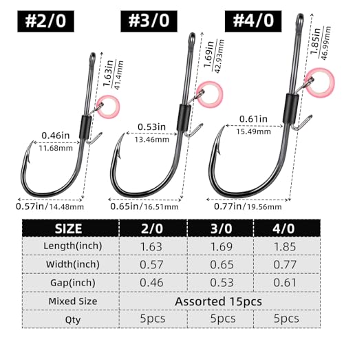 Live Shrimp Baitholder Hooks - High Carbon Steel Barbed Hooks - 2/0, 20pcs