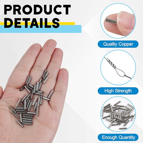 Fishing Crimp Sleeves - 100pcs Single Barrel 0.6mm Brass Tubes