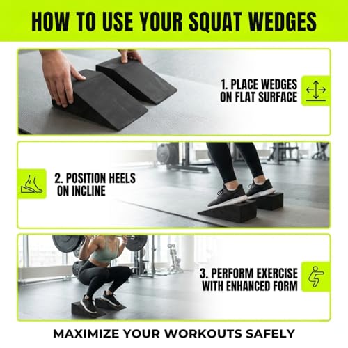 Pack of 2 Squat Wedges - EVA Foam Exercise Blocks for Yoga and Fitness