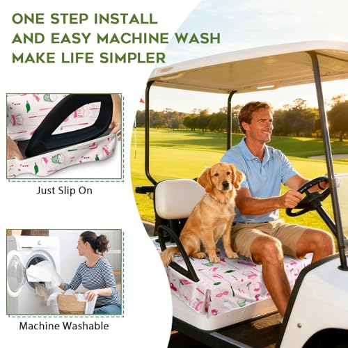 2-Seat Golf Cart Seat Cover - 52" x 32" - Comfortable Polyester & Spandex