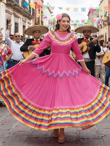 Women's Rose Cinco De Mayo Fiesta Costume Dress Small Folklorico