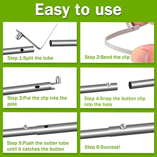 8 Pcs Stainless Steel Push Button Spring Clips - Silver / 6mm