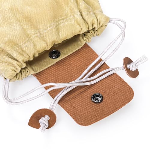 Mezchi Collapsible Canvas & Leather Mushroom Foraging Bag - Waterproof, Multi-Use Pouch for Hiking & Camping