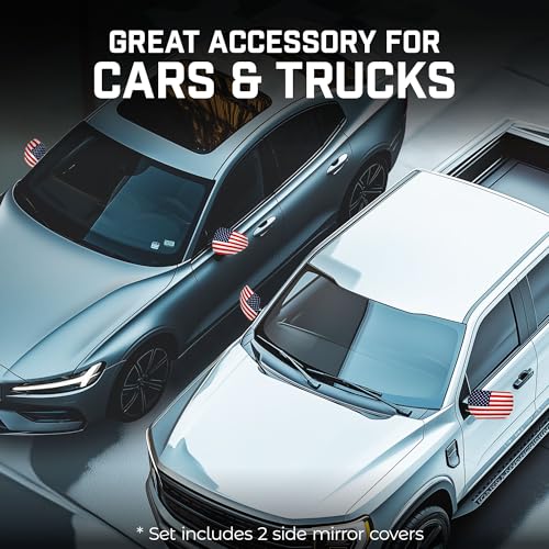USA Car Side View Mirror Covers - Set of 2, Weatherproof Polyester