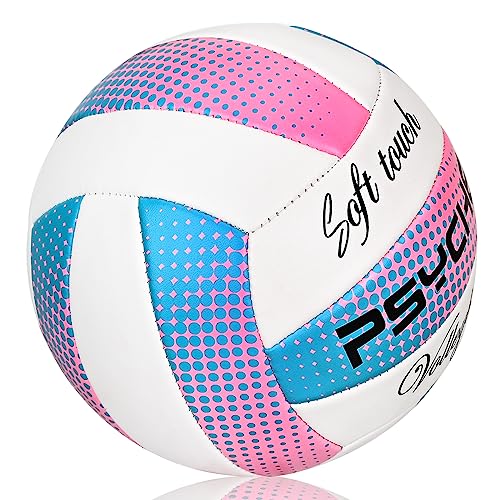 Wisdom Leaves Official Size 5 Volleyball - White/Blue/Pink, Indoor/Outdoor Beach Play