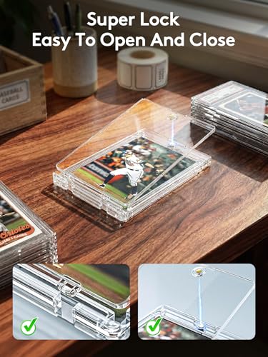 50 Magnetic Card Holders - Ultra-Slim Hard Plastic Trading Card Protectors