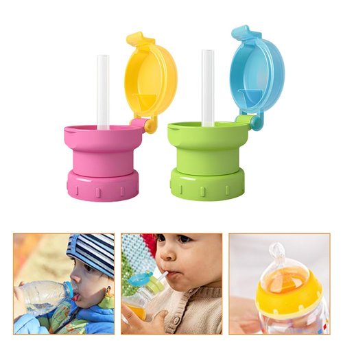 Sosoport Spill Proof Water Bottle Cap with Straw Portable Juice Bottle Cover for Kids Leak Resistant and Removable Straw Lid Lightweight Sports Water Accessory for Outdoor and Travel