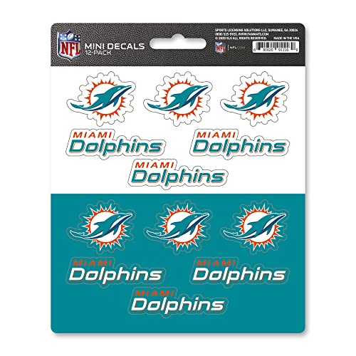 Miami Dolphins Mini Decal Sticker Pack - 12 Count Die-Cut Vinyl Set