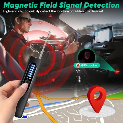 Hidden Camera Detectors and Bug Detectors, 2025 Anti-Spy Cameras Finder Detector, GPS Hidden Camera Detector, Tracking Device Detectors, Cameras Detector for Hotels, Home, Office (Black)