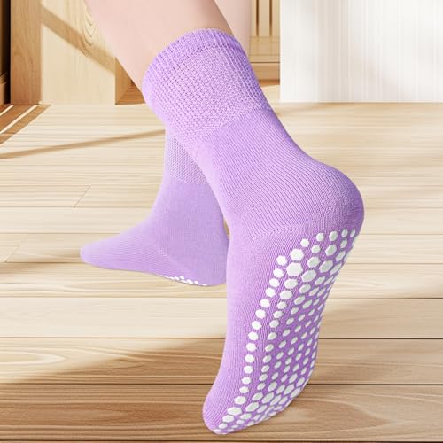 Non-Slip Pilates Grip Socks for Women - Mid-Calf - 3 Pairs - Black/White/Grey