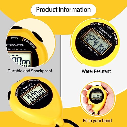 Large Display Digital Stopwatch Timer - 2 Pack Yellow