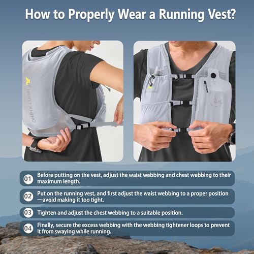 Gray N NEVO RHINO Running Vest with 350ML TPU Soft Flask, Adjustable Chest