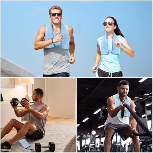 KISS QUEEN 3-Pack Microfiber Workout Towels Blue - Quick Dry, Lightweight, Gym & Outdoor Sports